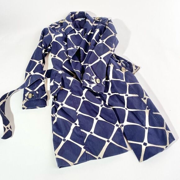 Boden navy pattern trench coat - Picture 1 of 8